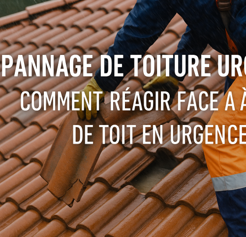 Dépannage de Toiture Urgent : Couvreur réparant une fuite de toiture en urgence sous la pluie